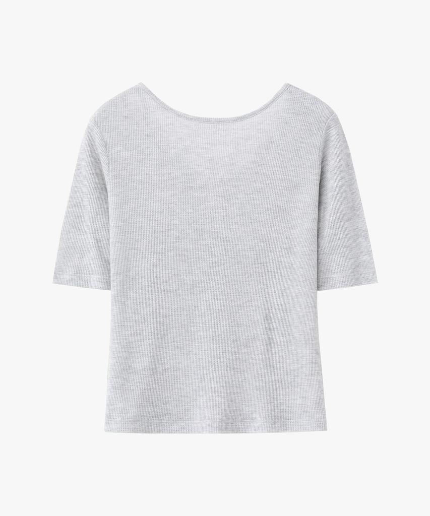 SUARE WOMEN Wool Waffle Two-Way Half Sleeve Melange Grey