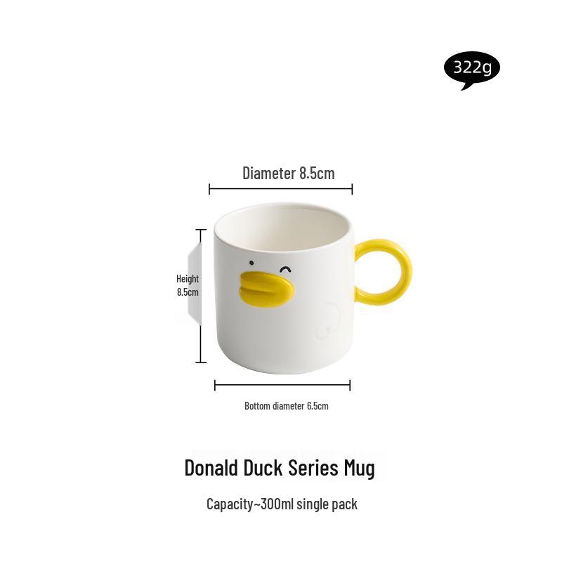 

Роскошный мультяшный керамический набор посуды с уткой: Включает чашку, ложку, тарелку для завтрака и миску для овсянки для детей Standard Size