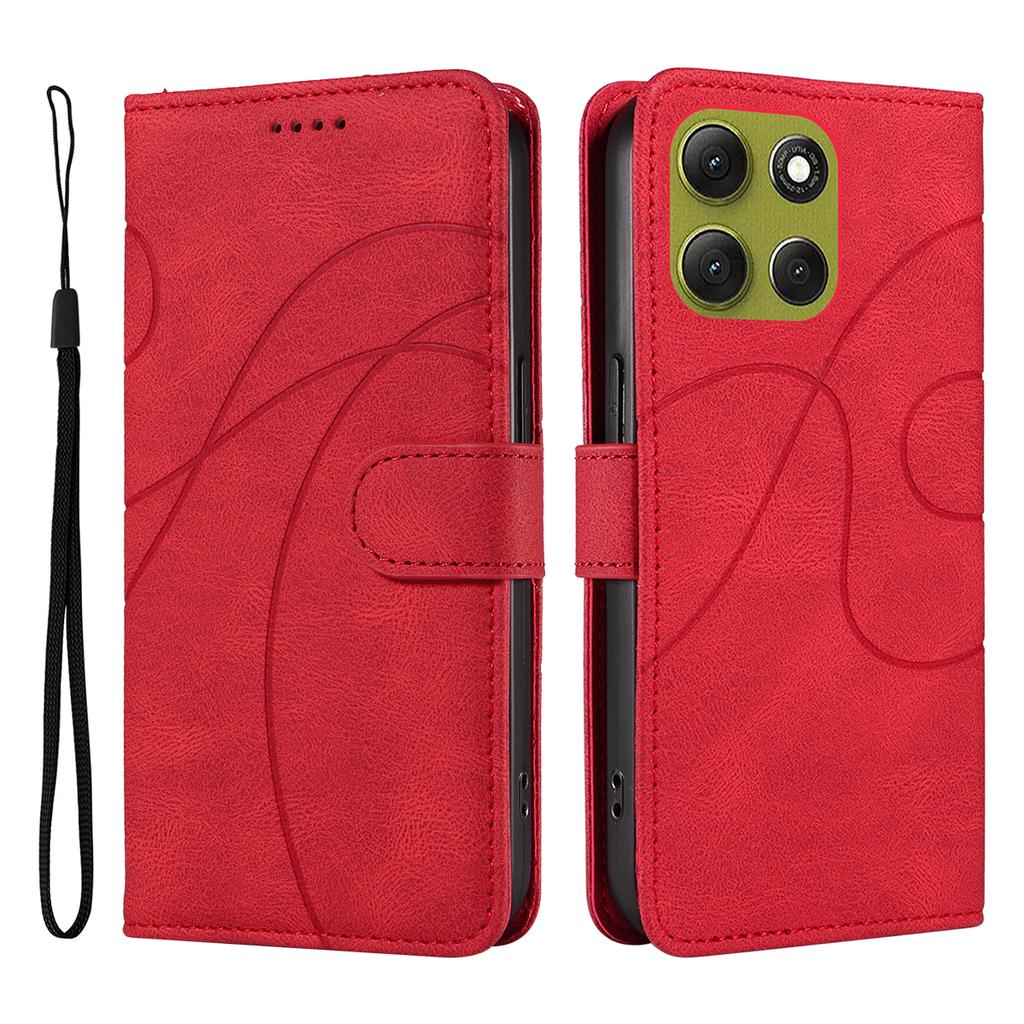 For Motorola Moto G86 5G Wallet Case Leather Phone Cover Stand with Curved Line Design