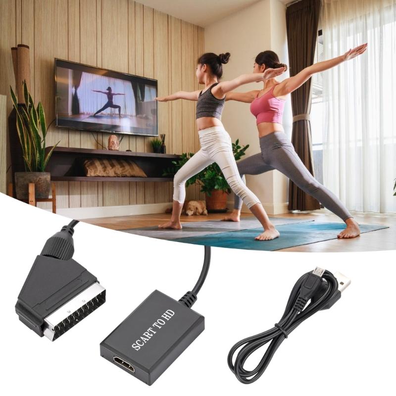 Plugs and Play SCART To HDMIs Adapter with 720P 1080P Resolution Support for CRT TV Disc Player Game Consoles Compatibility