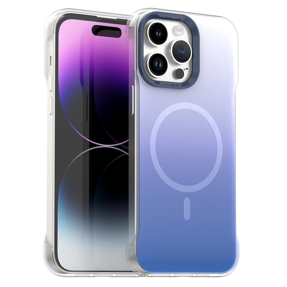 For iPhone 14 Pro Max Magnetic Case Gradient Design Borderless IMD TPU+PC+PET Phone Cover