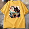 Lamian Noodles Japanese Funny Cotton Cartoon Printed Mens And Womens Personalized Loose Short Sleeve New Fashionable Tshirt