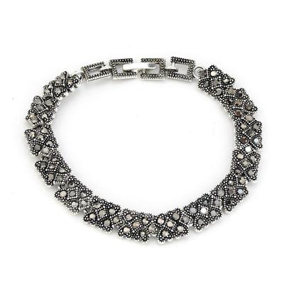 Vintage Turkish Fatima Bracelet For Women Retro Silver Color Crystal