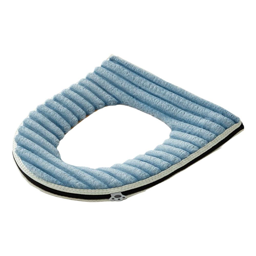 Double-sided Toilet Seat Cushion Stripe Plush Toilet Seat Pad Household Four Seasons