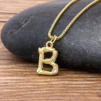 Nidin Hot Sale Women Cute Initial Letter Pendant 26 Letters Charm Necklaces Copper Zircon Family Name Jewelry Personal Gifts
