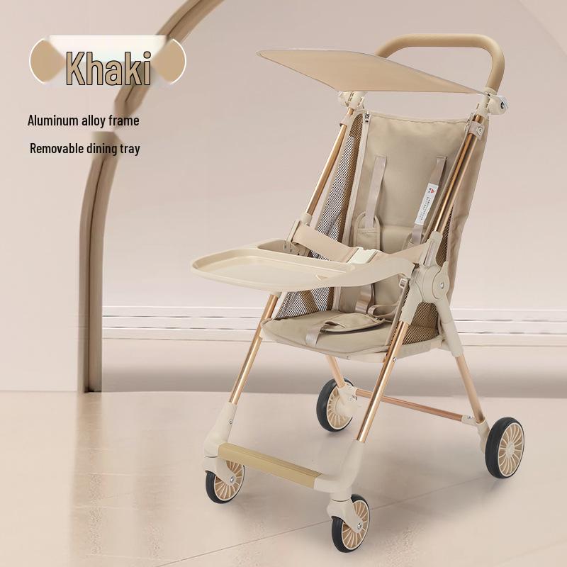 Lightweight High Landscape Baby Stroller with Tray | One-Button Fold & Portable Design