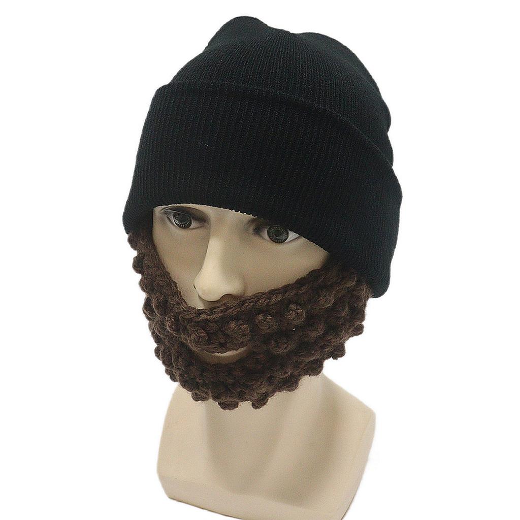 Funny Men Women Knit Bearded Hats Handmade Wig Winter Warm Ski Mask Beanie Christmas Halloween Caps