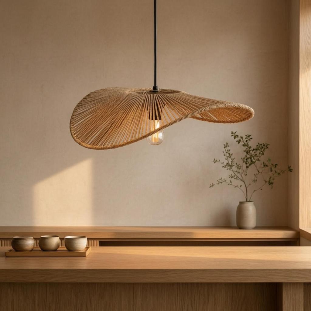 Woven Paper Rope Pendant Lampshade Modern with Central