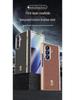 Genuine Leather Magnetic Phone Case for Samsung Z Fold7/6 - Electroplated Lychee Pattern Protective Shell with Integrated Film.