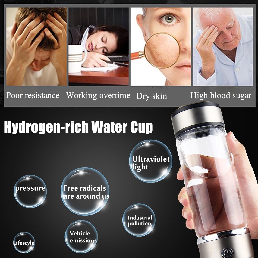 420ML Hydrogens-rich Cup Generator Alkaline Maker Ionizer Bottle Rechargeable Negative Ion Water Cup