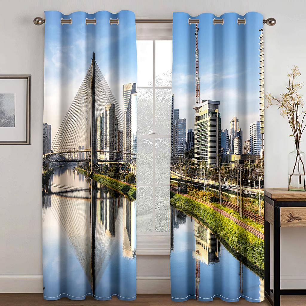 New Style York City Print Print Window Window Curtains Nyc Midtown Skyline In Evening Skyscrapers Photo Living Space Bedroom Space Window Drapes
