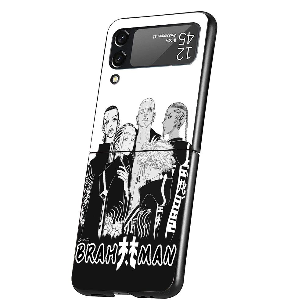 Tokyo Aevengers Black Anime Case Phone Cover for Samsung Galaxy Z Flip 7 6 5 4 3 5G ZFlip7 ZFlip6 ZFlip5 ZFlip4 ZFlip3 Black Fun