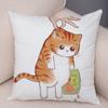 Cute Cartoon Cat Cushion Cover Decor Funny Lovely Pet Animal Print Pillowcase for Sofa Home Car Soft Plush Pillow Case xcm