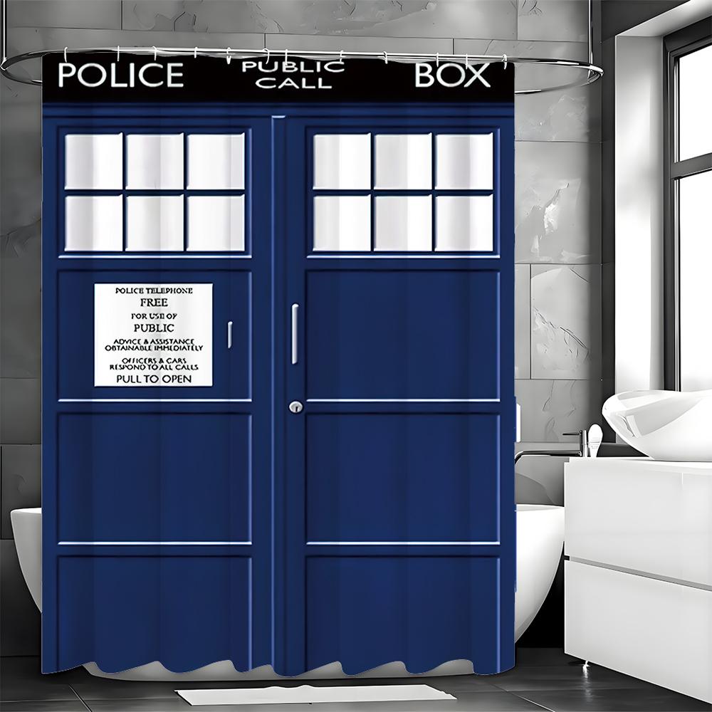 Police Pavilion Blue UK Tardis Giant Fantasy Art Shower Curtain, Bathroom Decorative Shower Curtain, Waterproof Shower Curtain w