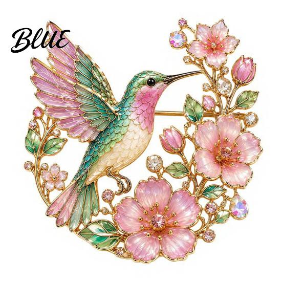 Metal Pin Brooch Pin Hummingbird Flower Design Lapel Enamel Glaze