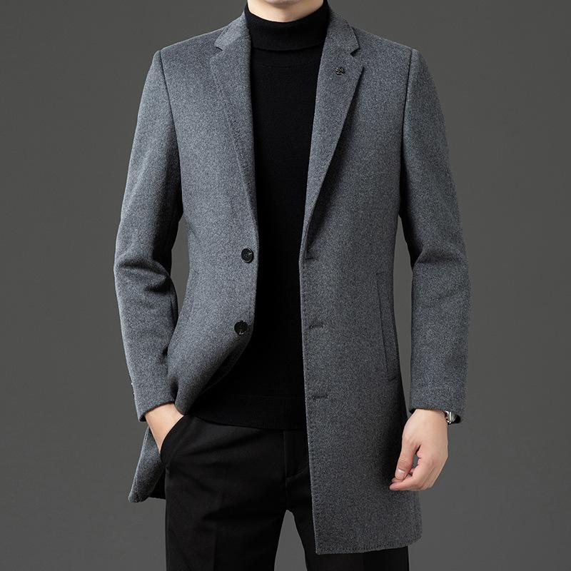 New Middle-aged and Elderly Men's Wool Coat Dad's Mid-length Autumn and Winter Coat Business Casual Men's Clothing