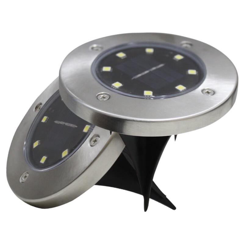 Lishi 8-LED Solar Stainless Steel Ground Lights (3-Pack)
