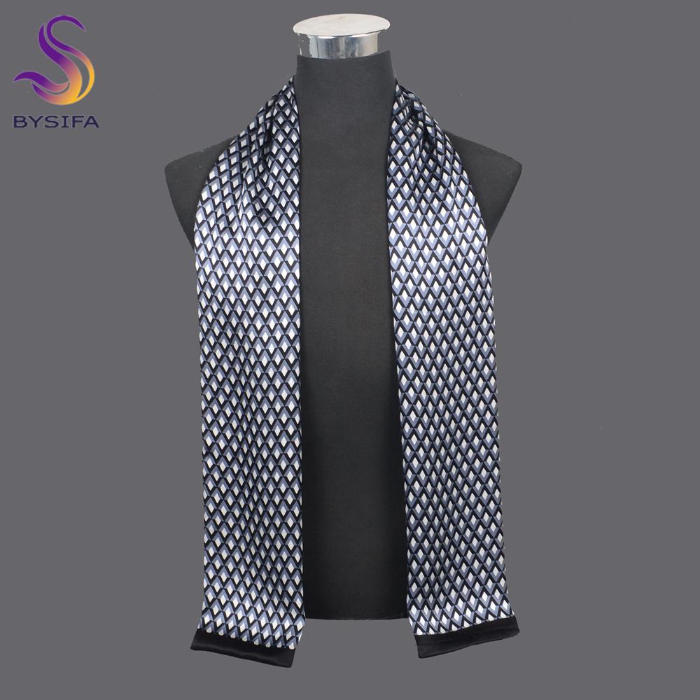 [BYSIFA] Light Coffee Men Scarves  New Design100% Silk Long Scarf Winter Men Neck Scarf Cravat British style Gentleman Scarf