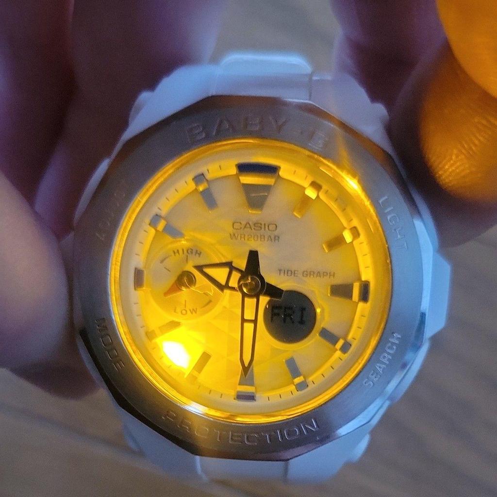 Used CASIO Baby-G BGA-225 White Ana-Digi Watch with Tide Graph Function