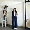 Womens Navy Short Hoodie Sweatshirt Tracksuit Set Fall Korean Casual Outfit