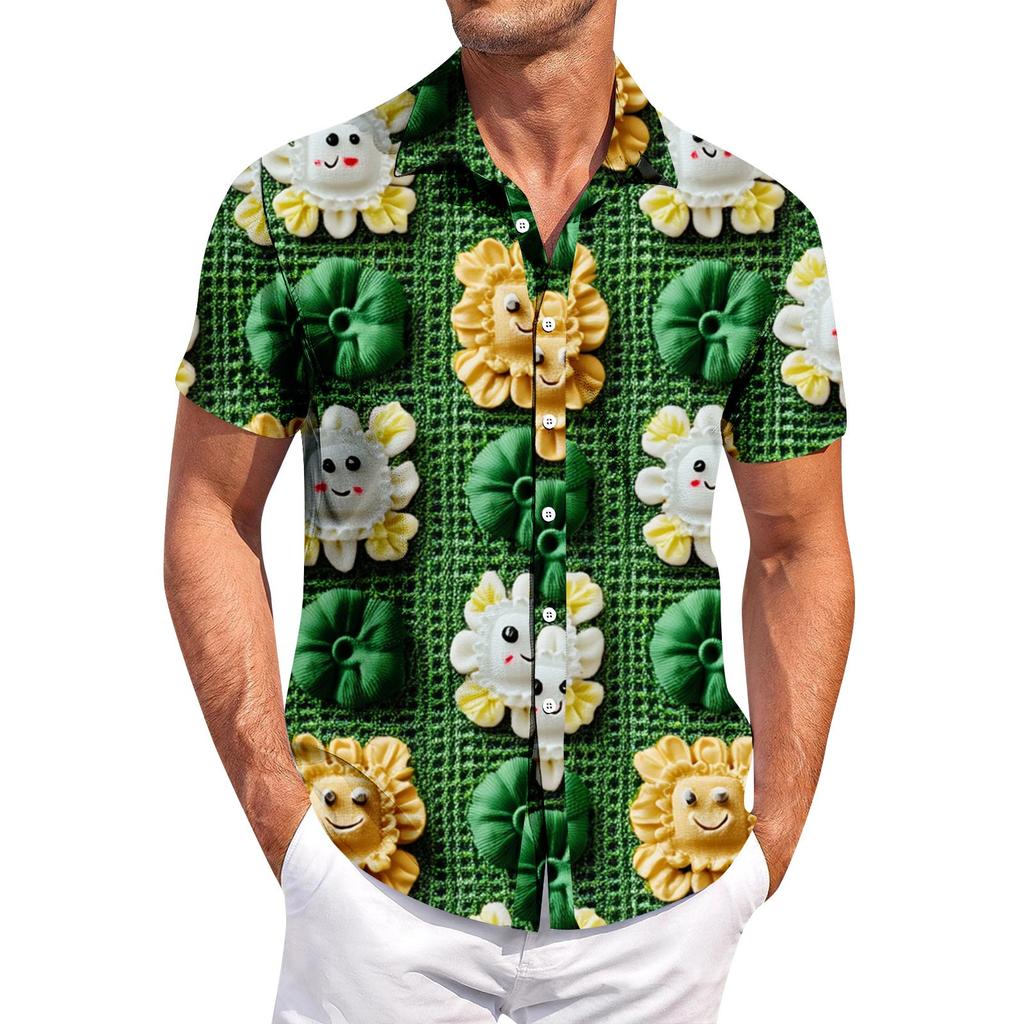 Men's Casual Short-sleeved Shirt Slim Fit Stylish Men's St. Patrick Print
