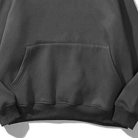 Men Hoodie with Solid Color Hood Large Front Pocket Pullover Sweatshirt Loose Fit Sports Tops Street Wear