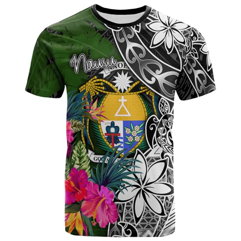 Nauru Flag Graphic T Shirts NR National Emblem 3D Print T Shirt For Men Clothing Sports Contest Jersey Daily Tees Boy Tops 2024