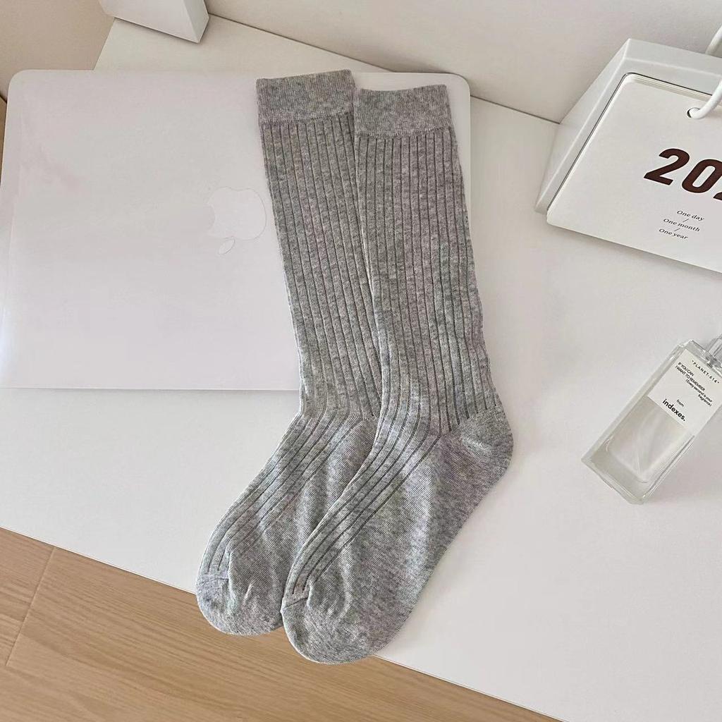 4 Pairs Ballet Socks Women's Summer New White Medium Tube Socks Stacking Socks Women's Solid Color Japanese Breathable and Comfortable Women's Socks