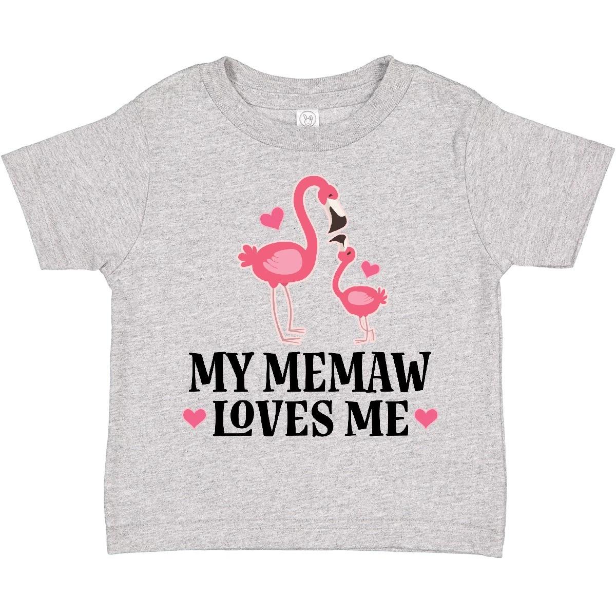 Inktastic Memaw Loves Me Girl Flamingo Toddler T-Shirt Grandchild Grandkids Kid 140