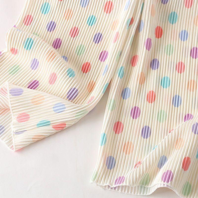 Girls' Summer New Children's Polka Dot Pants Wide Leg Pants Loose Casual Pants Straight Leg Pants