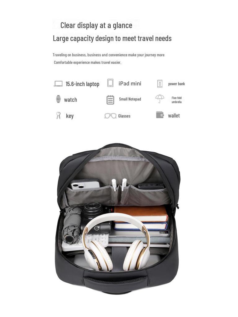 Cross-Border Casual Business Laptop-Rucksack mit USB-Anschluss – Große Kapazität, einfaches Pendler-Design