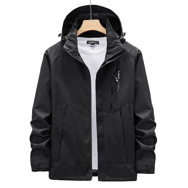 

Мужская водонепроницаемая куртка, мужские уличные куртки, большая осенне-зимняя ветрозащитная верхняя одежда, ветровки, пальто, мужское L чёрный