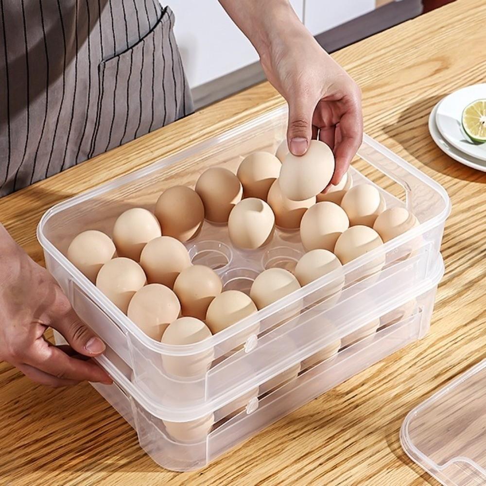 Container Lid Plastic Egg Holder Space Saver Refrigerator Egg Storage Container  Home