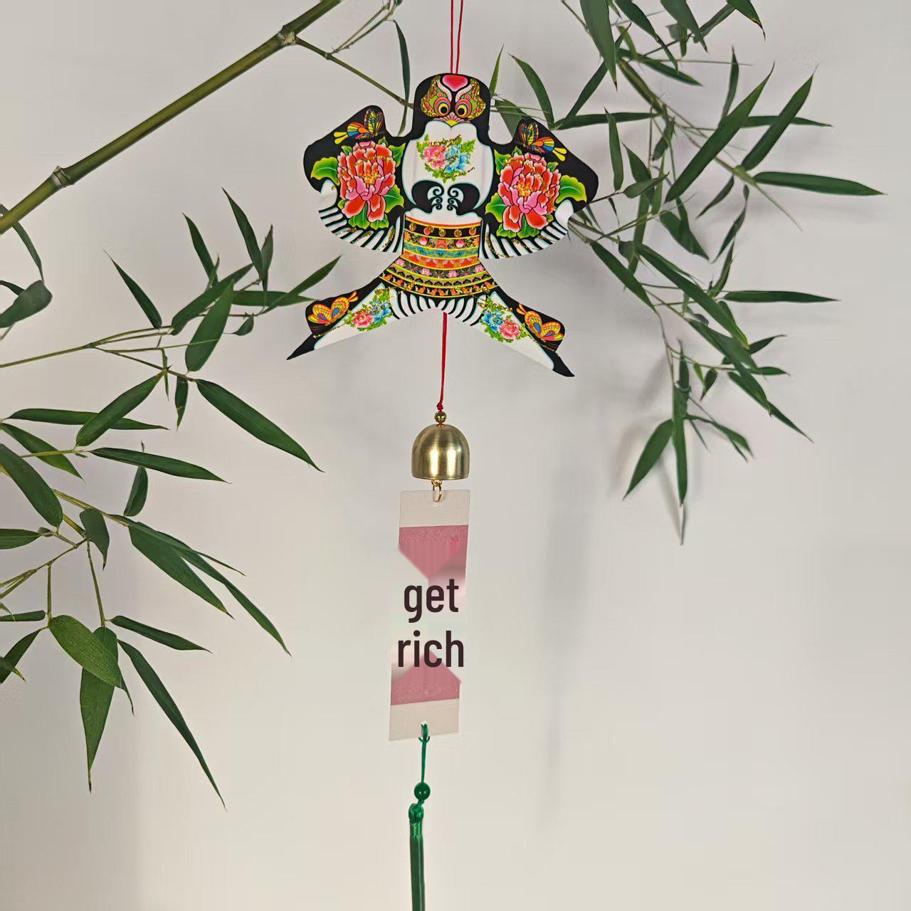 Weifang Traditional Wind Chime Pendant: Cultural Paper Kite and Goldfish Kite Hanging Ornament for Indoor or Car. 9cm