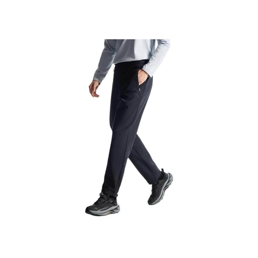 Anta Comfortable Simple Zipper Fleece Casual Pants Men Bottoms Basic-Black 952447504-2