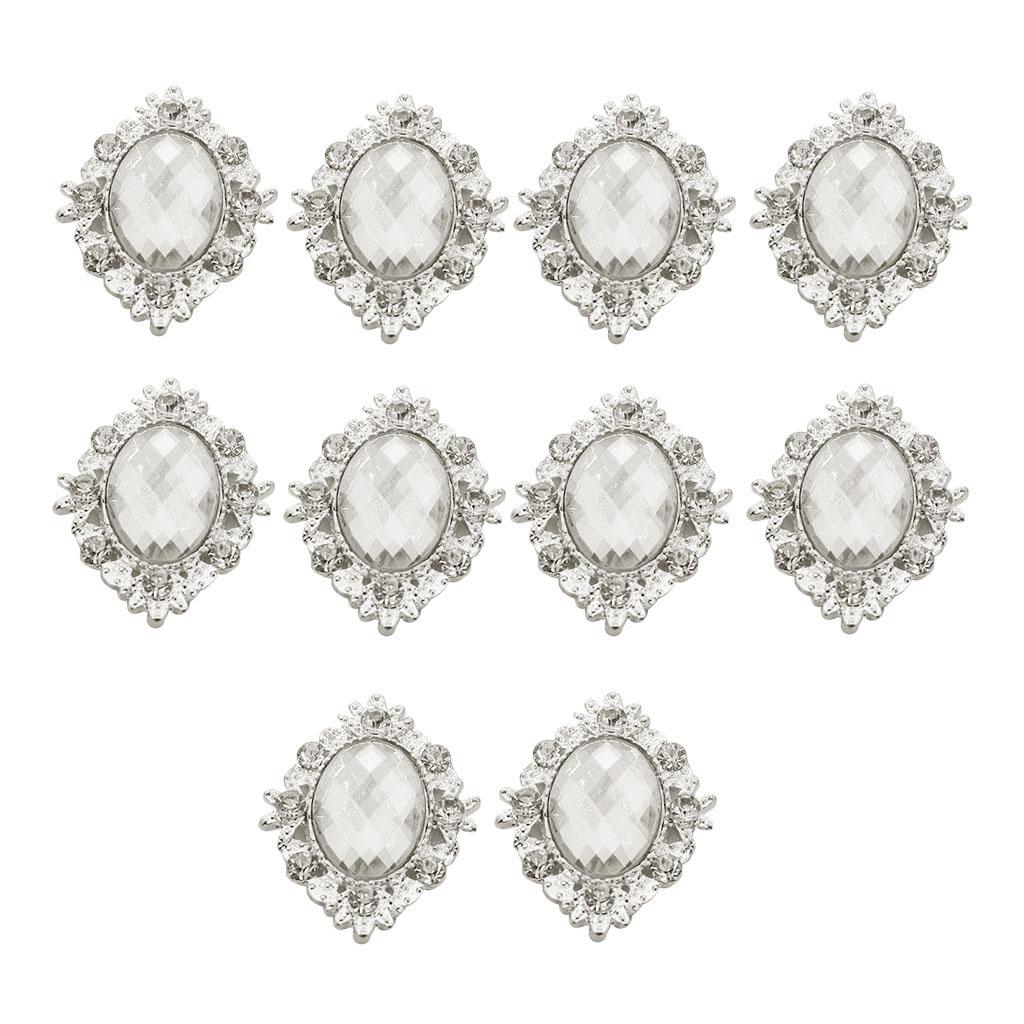 10pcs Flatback Acrylic Crystal Rhinestone Buttons DIY Embellishment 30x25mm чистый