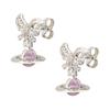Pendientes Octavie Orb Cristal Rosa Lazo Rosa Bola Rosa Transparente Colgante Saturno Mujer Pendientes Plata 50577022901O