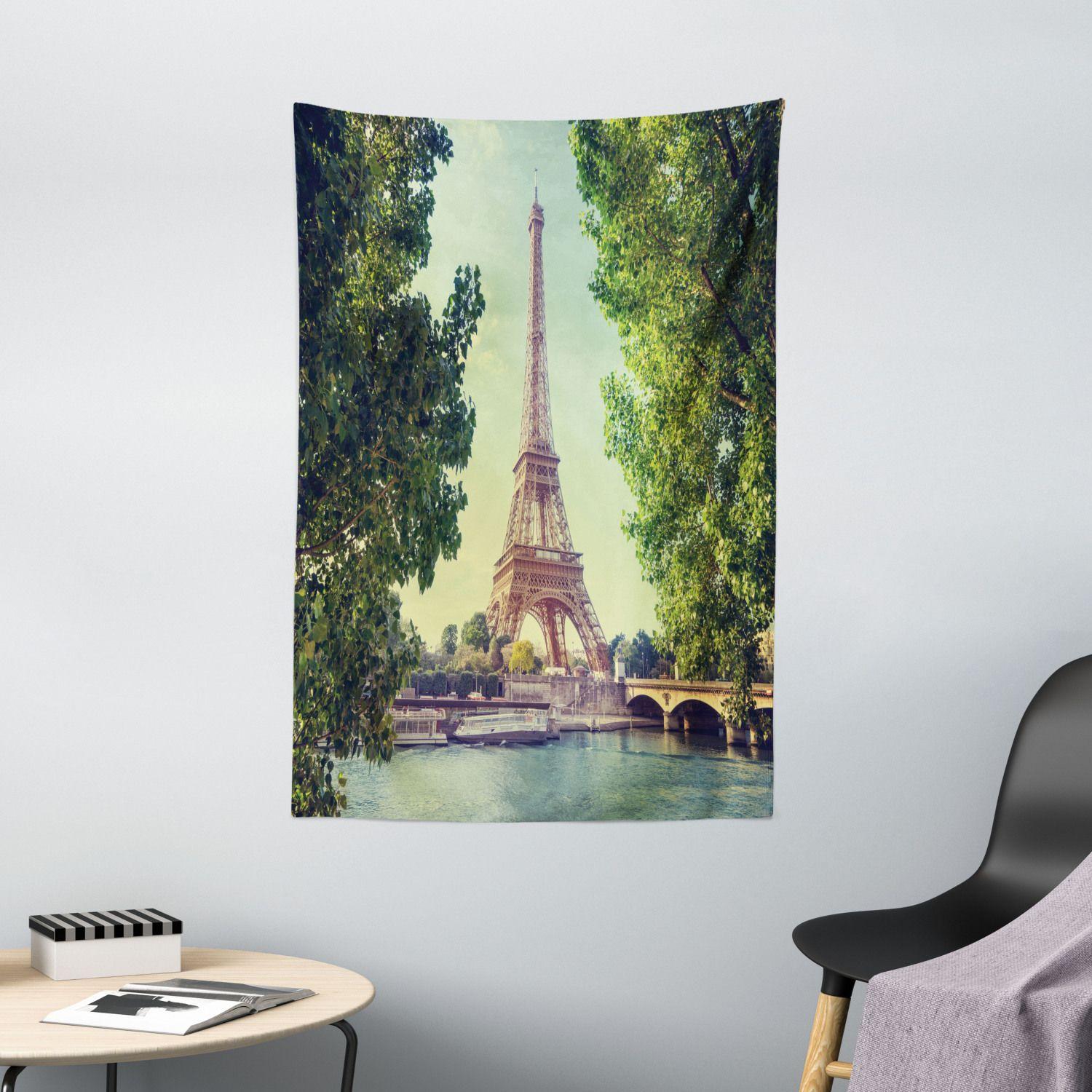 Tapestry Paris Eiffel Tower Seine River 75x100 чёрный
