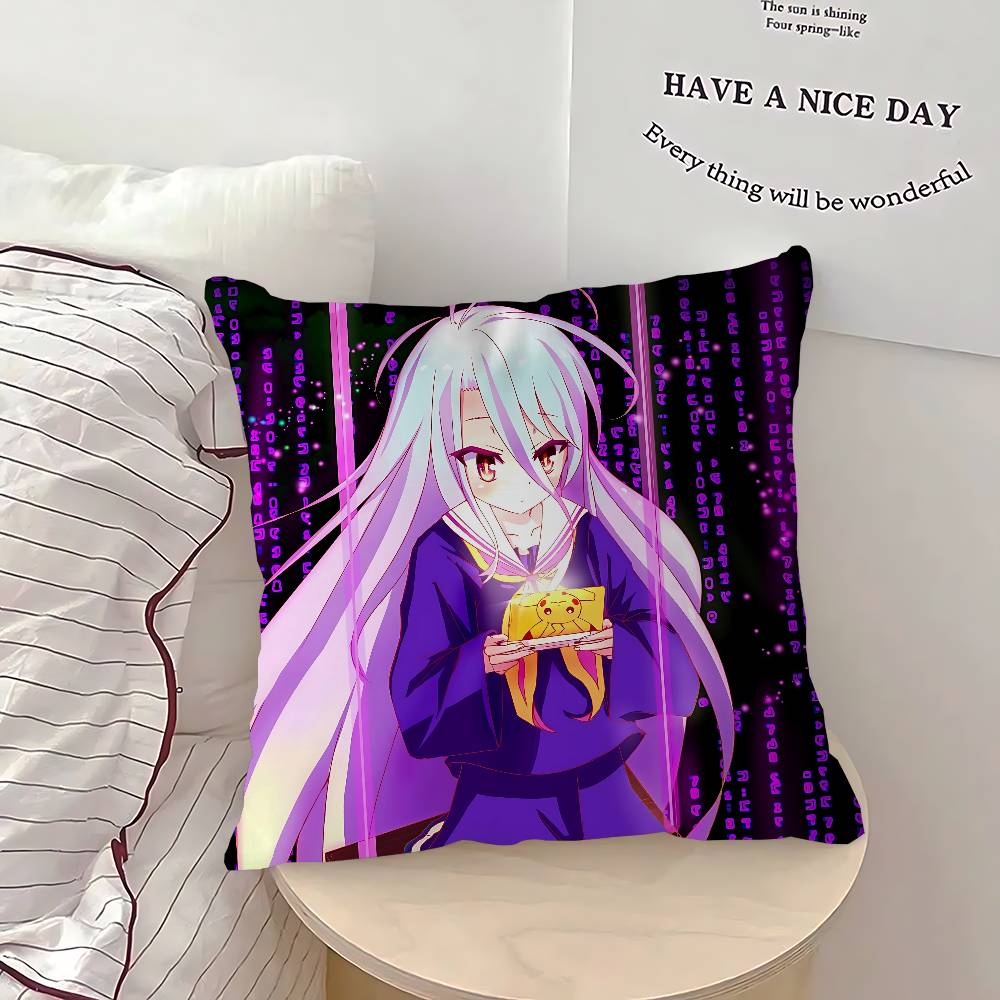 NO G-GAME NO LIFE Shiro Pillow Gifts Home Office Furnishings Bedroom Sofa Car Cushion Cover Case 45x45cm