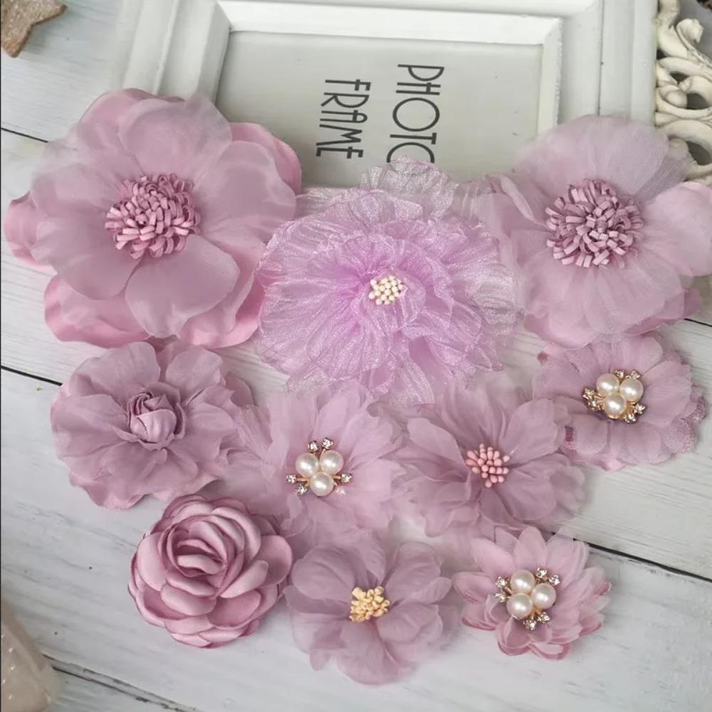 

10 шт./набор Смешанные тканевые цветы Имитация головки цветка Украшение Цветы для DIY аксессуаров