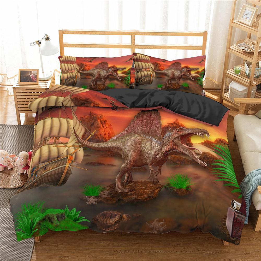 3D-trykk Dinosaur Dynetrekksett Twin Full Queen King Size Dyne Trekk Dyr for Barn Gutt Jente Tenåring Polyester Sengetøysett