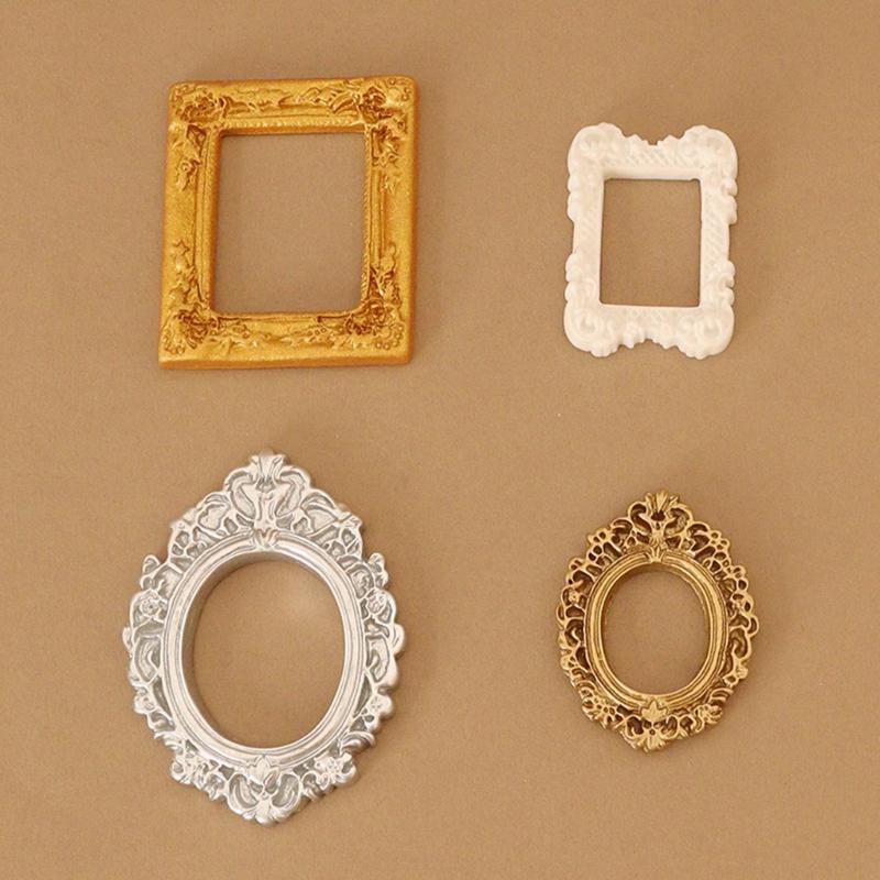 Mini Gold Picture Frame Victorian Small Resin Antique Photo Frame Tiny Baroques Ornate Frame Without Glass or Backing