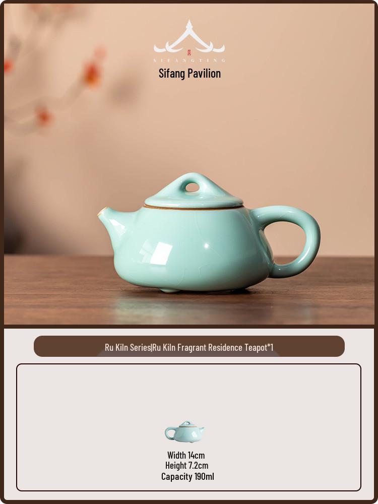 Ru Kiln Shi Piao Ceramic Tea Brewing Pot - Handmade Celadon Crackle Porcelain Tea Set 101mL-200mL