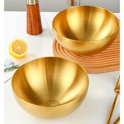 Gold Edelstahl Obst Salat Schüsseln Suppe Reis Nudel Ramen Schüssel Küche Geschirr Utensilien Lebensmittel Container Mischen Schüsseln