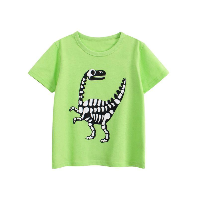 27Kids Kidsren's Clothing Kidsren's Summer Short-Sleeved T-Shirt Tops Boys' Dinosaur Print Bottoming Shirt Baby Pure Cotton Clothes