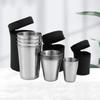 4Pcs Stainless Steel Mini Shot Cups Set with Case for Whisky Wine Camping 30ml 70ml 170ml Portable Travel Drinkware Kitchen Tool