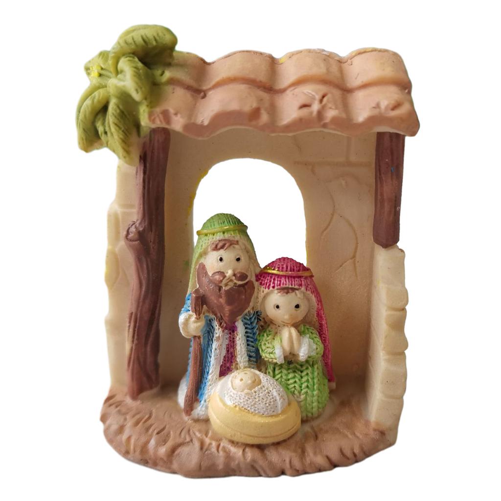 Mini Christmas Nativity Decor Resin Nativity Ornament Religious Statue for Christmas Decorations Festive Holiday Gift
