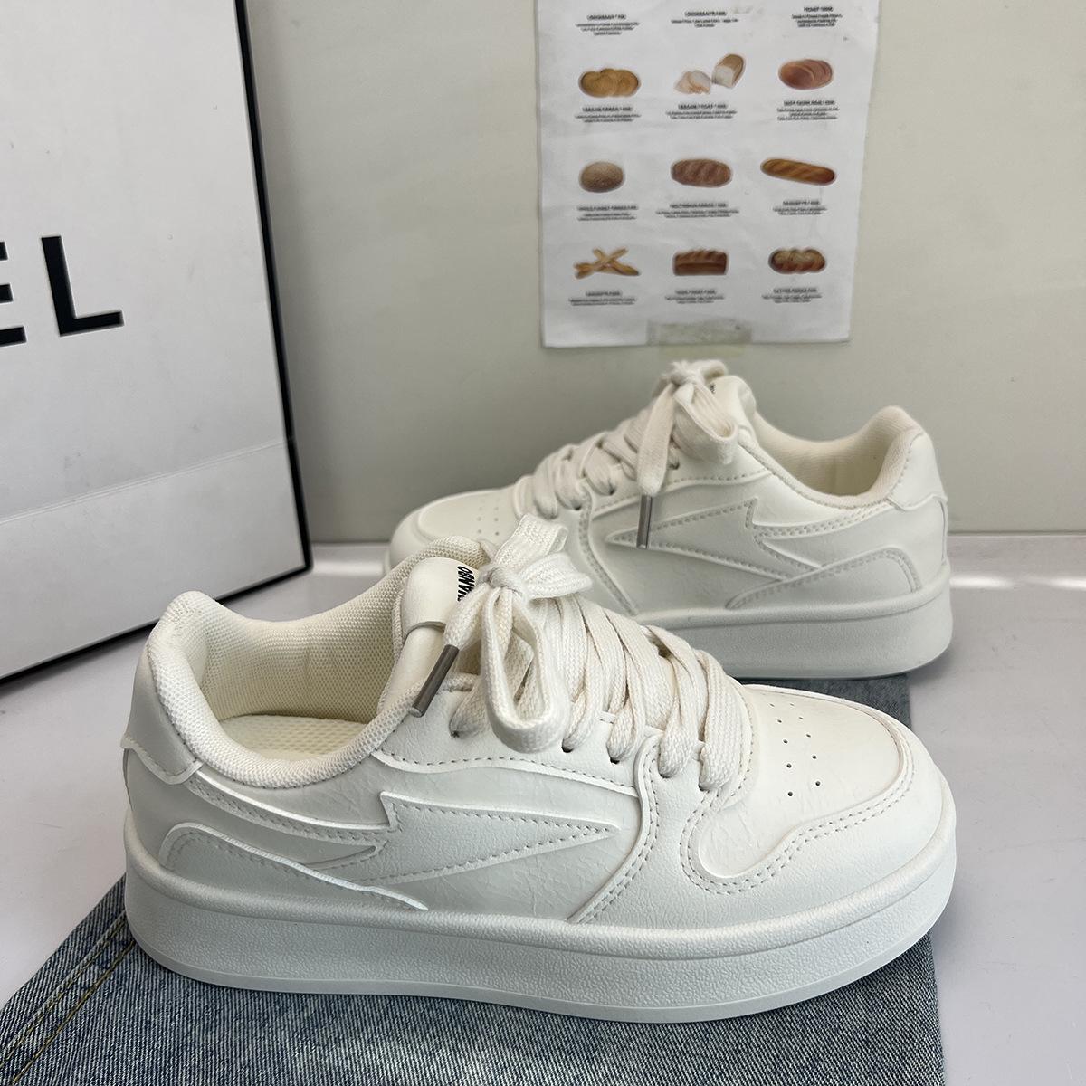 

Women s 2025 spring Korean version of high-value dopamine platform white shoes, new versatile shoes ins tide student board shoes 35 бежевый
