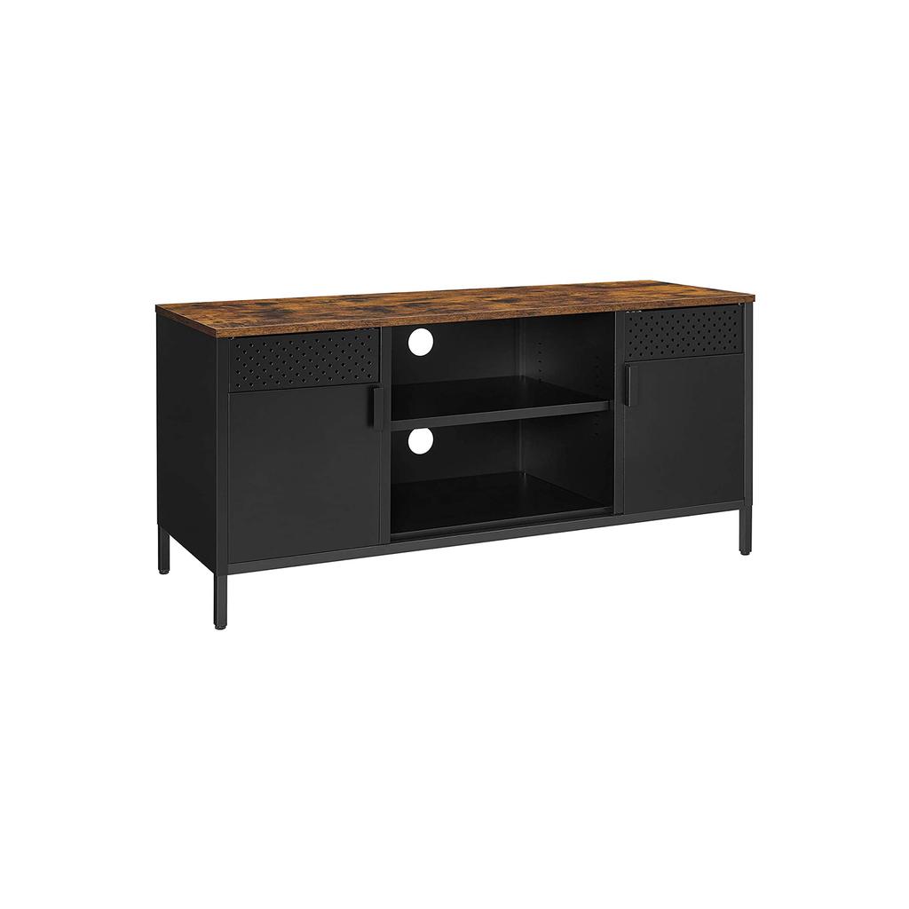SONGMICS TV Stand, TV Cabinet, TV Table with 3 Adjustable Shelves, for TV up to 55 Inches, for Living Room, Bedroom, Rustic Brown and Black