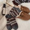 Thick Line Striped Color Blocking Contrast Imitation Mink Furry Socks Sweet Season Warm Socks